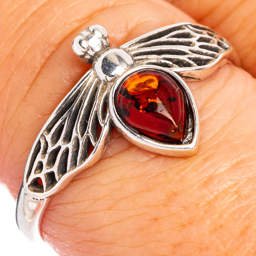 Baltic Amber Honey Bee Ring Size 8.25 (.925 Sterling Silver)