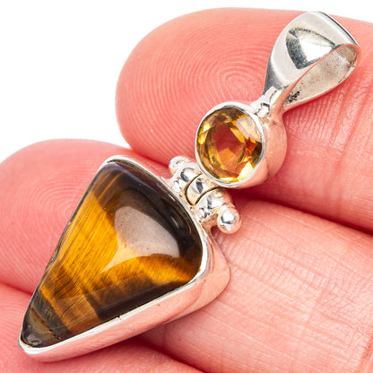 Tiger Eye, Citrine Pendant 1 3/8" (925 Sterling Silver) P41078