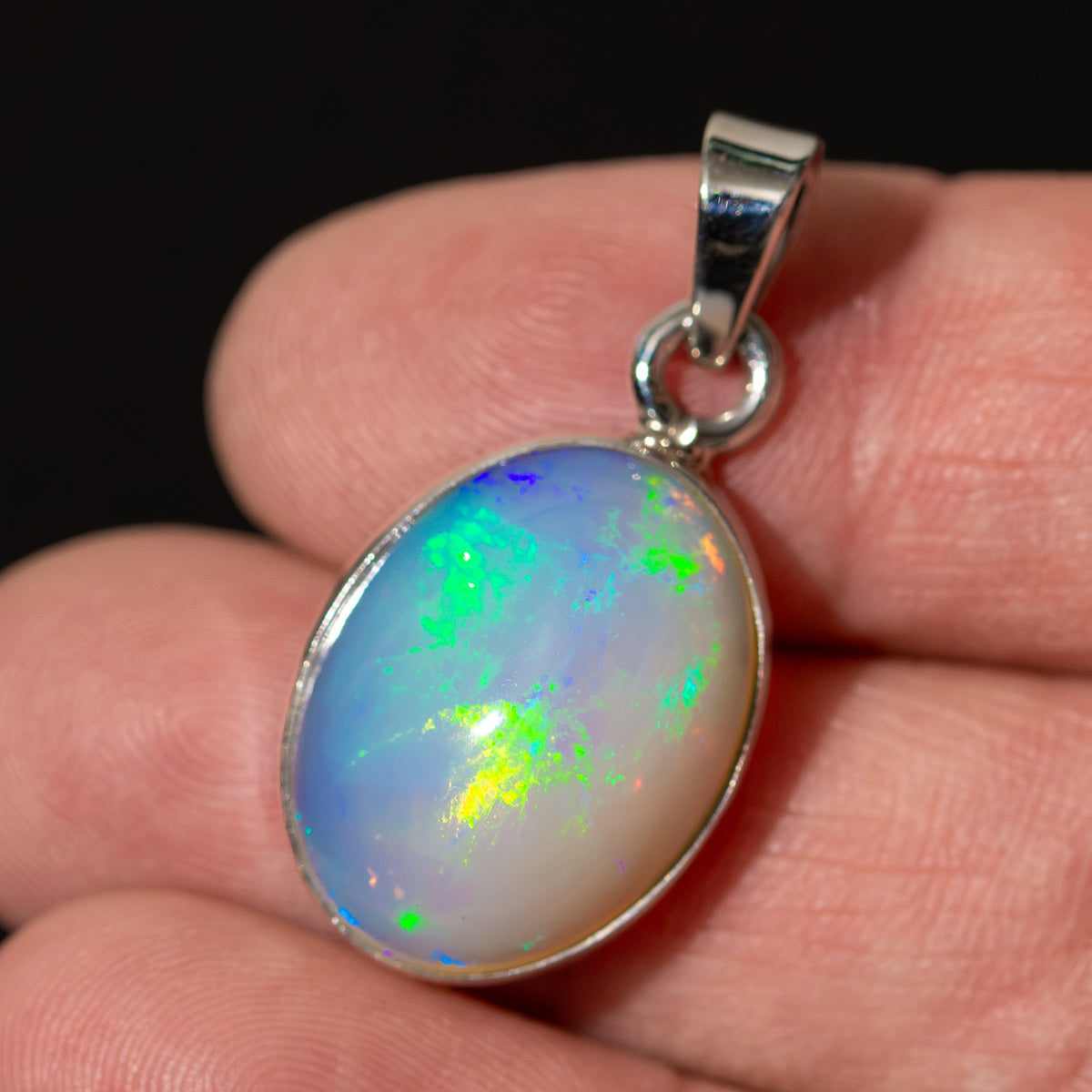 Premium Ethiopian Opal Pendant 1 1/4" (.925 Sterling Silver)