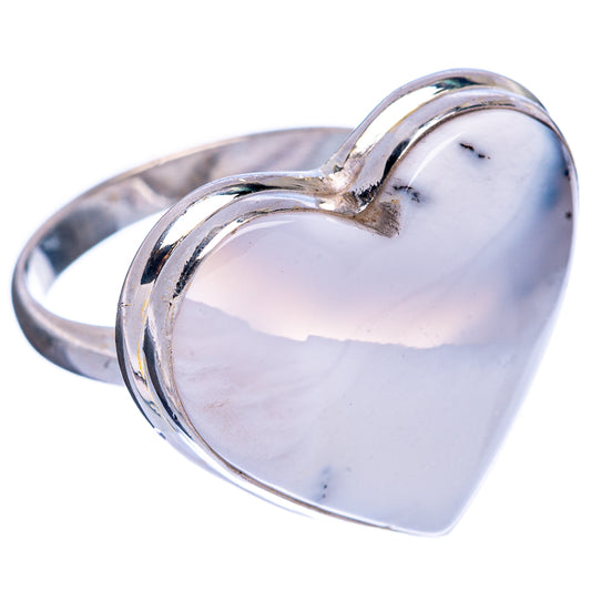 Large Dendritic Opal Heart Ring Size 11.75 (925 Sterling Silver) R146550