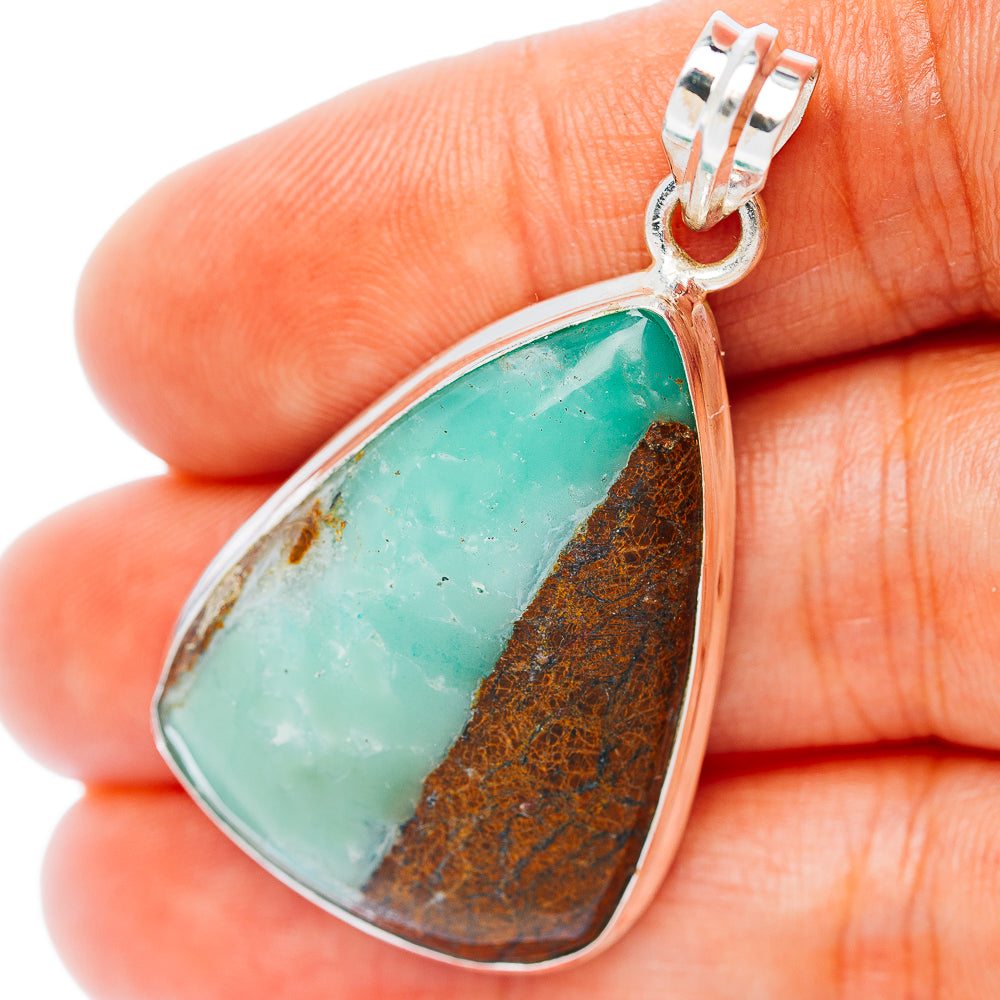 Boulder Chrysoprase Pendant 1 3/4" (.925 Sterling Silver)