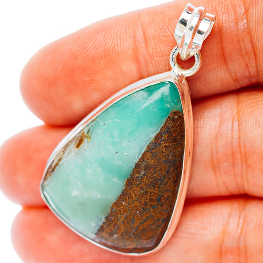 Boulder Chrysoprase Pendant 1 3/4" (.925 Sterling Silver)