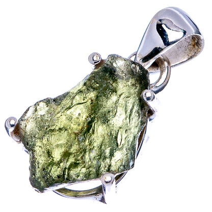 Rare Raw Moldavite Pendant 7/8" (.925 Sterling Silver)