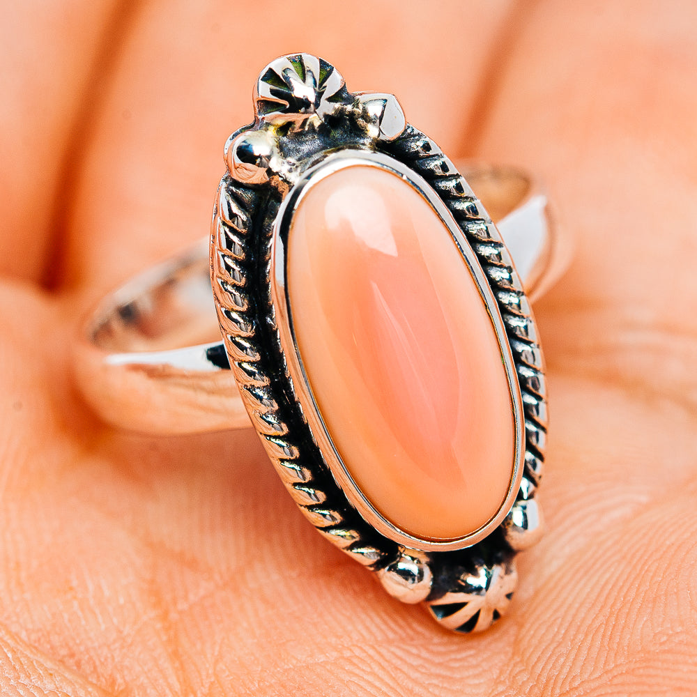 Premium Southwestern Style Pink Queen Conch Shell Ring Size 9 (.925 Sterling Silver)