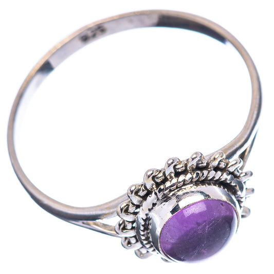 Sterling silver amethyst ring with round purple stone and braided crown band