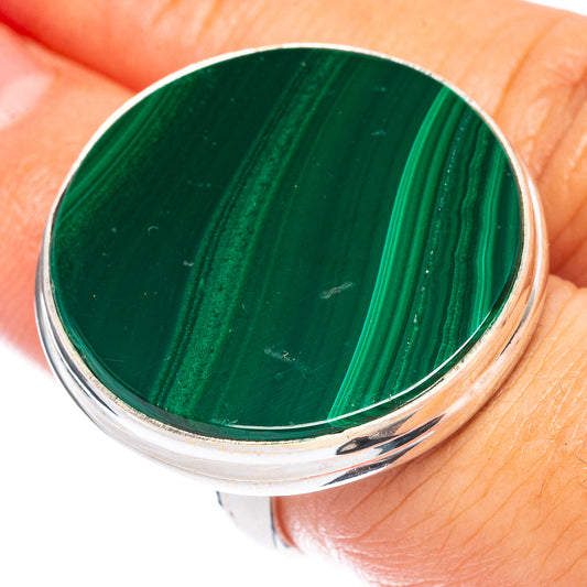 Large Malachite Ring Size 6 (925 Sterling Silver) R7397