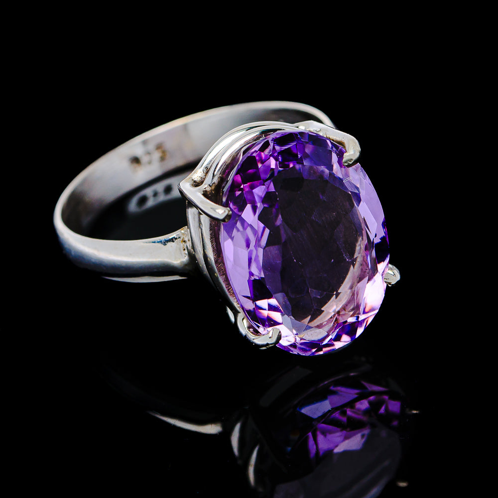 7.17ct Faceted Brazilian Amethyst Ring Size 9.75 (.925 Sterling Silver)