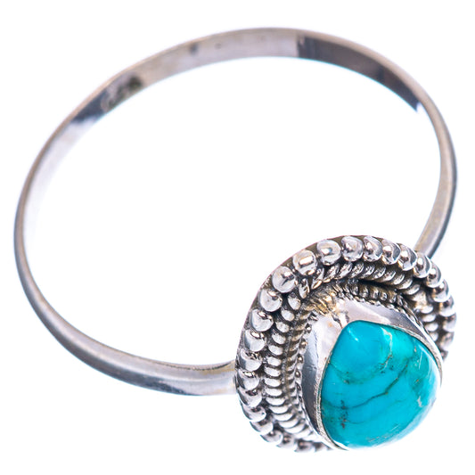 Sterling silver turquoise ring, open view with stacked bead band