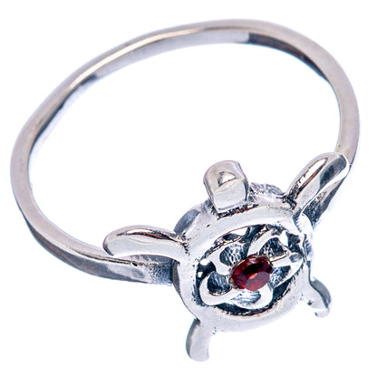 Garnet Seaturtle Dainty Ring Size 5.75 (.925 Sterling Silver)