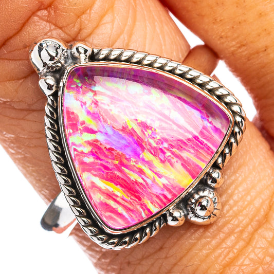 Pink Triplet Opal Ring Size 10 (.925 Sterling Silver)