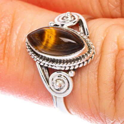 Tiger Eye Dainty Ring Size 4.5 (925 Sterling Silver) R147059