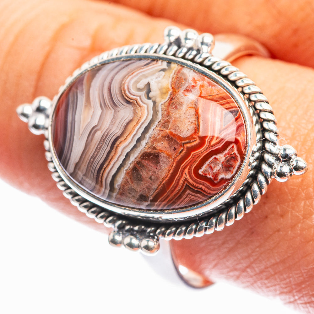 Crazy Lace Agate Ring Size 10.5 (925 Sterling Silver) R142227