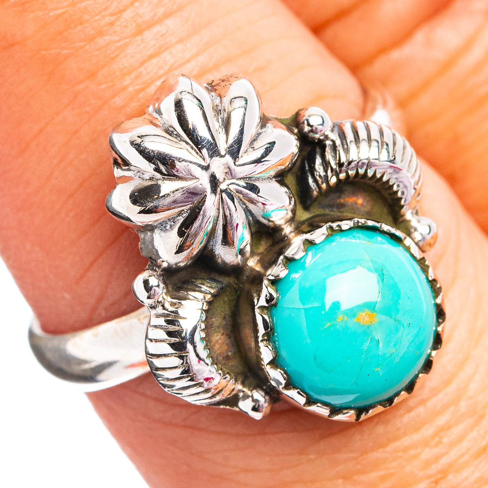 Southwestern Style Mohave Turquoise Ring Size 8 (.925 Sterling Silver)