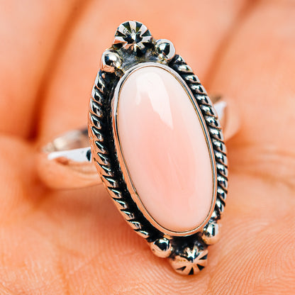 Premium Southwestern Style Pink Queen Conch Shell Ring Size 8 (.925 Sterling Silver)