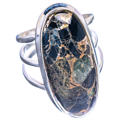 Large Copper Black Onyx Ring Size 7.75 (925 Sterling Silver) R144326