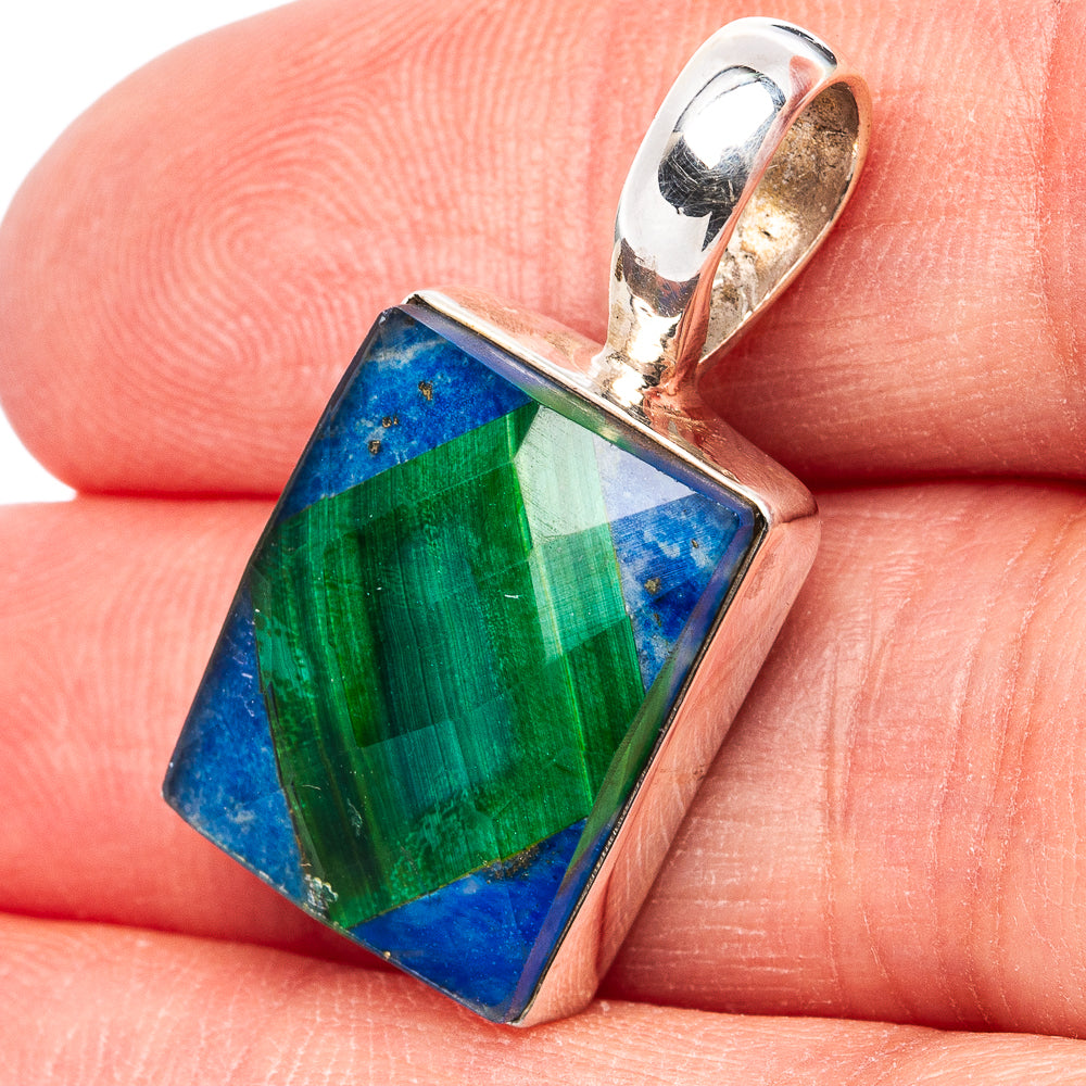 Malachite Pendant 1 1/8" (.925 Sterling Silver)