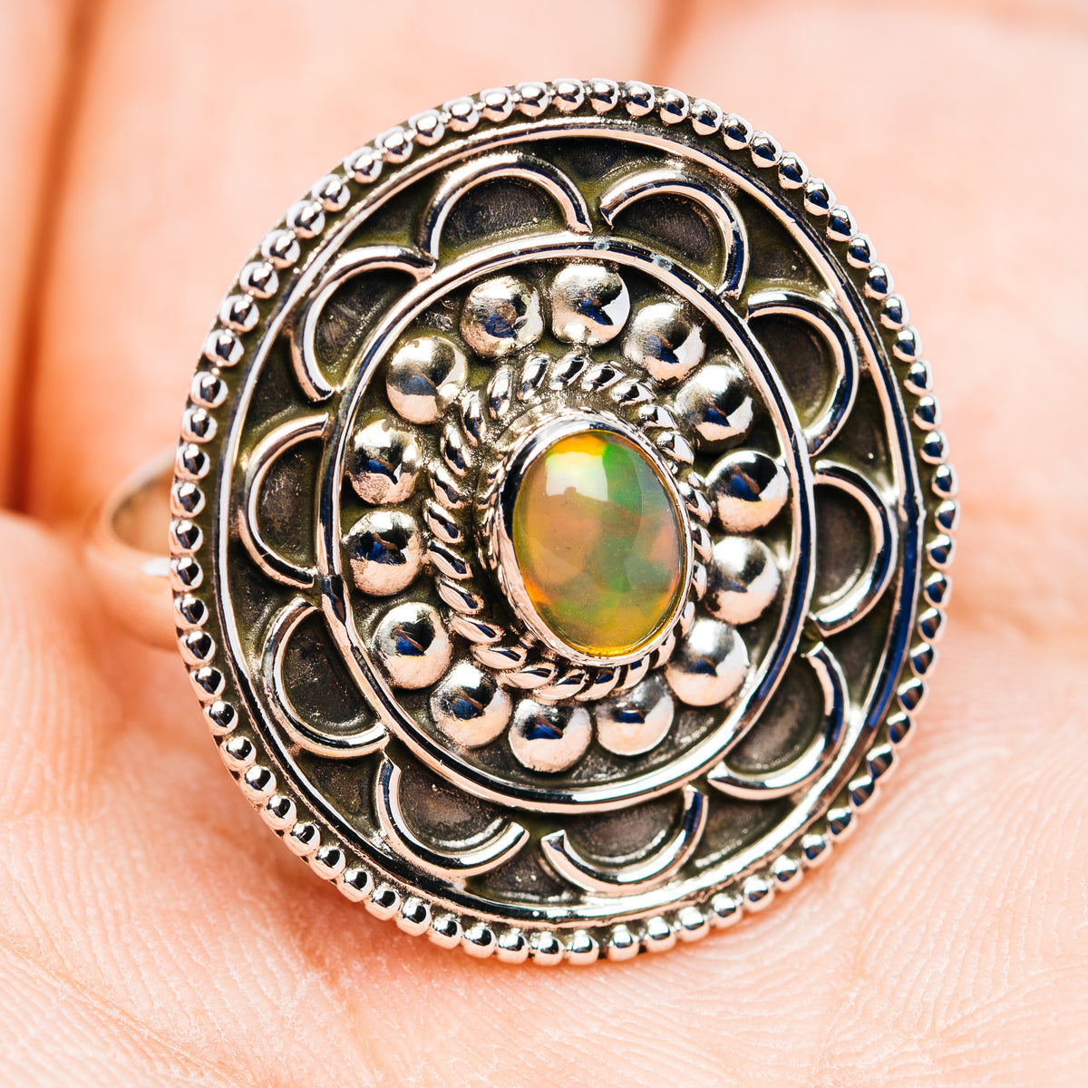 Ethiopian Opal Ring Size 8 (.925 Sterling Silver)