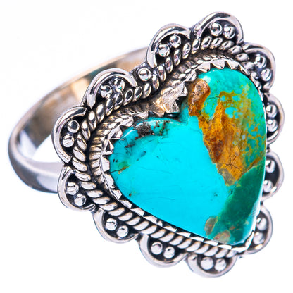 Rare Kingman Turquoise Heart 925 Sterling Silver Ring Size 7.5 (925 Sterling Silver) R3840