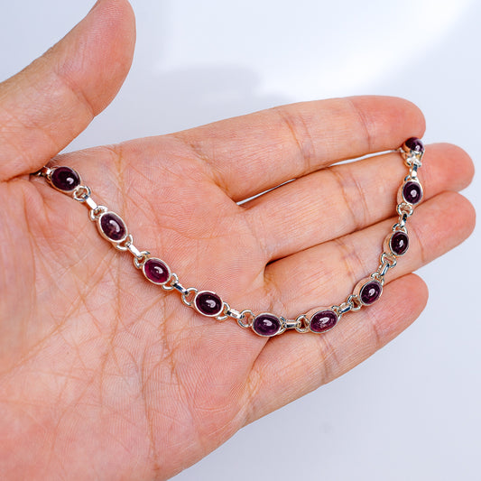 Premium Burmese Ruby Bracelet 6 1/2" to 7 1/2" (.925 Sterling Silver)
