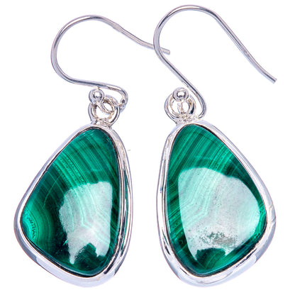 Malachite Earrings 1 3/8" (925 Sterling Silver) E1141