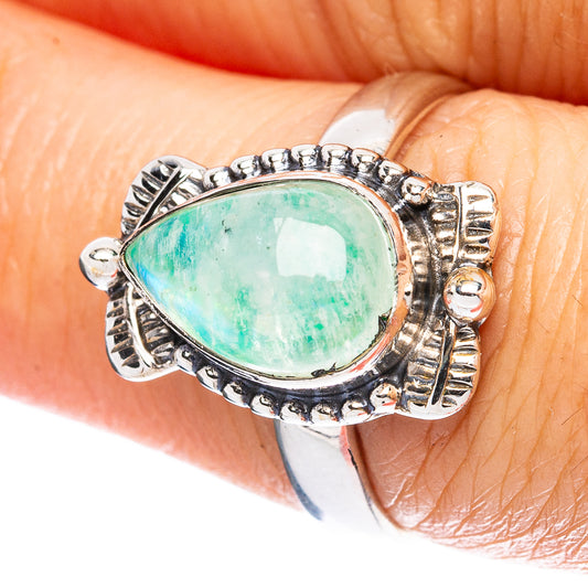 Green Moonstone Ring Size 7.25 (925 Sterling Silver) R3679