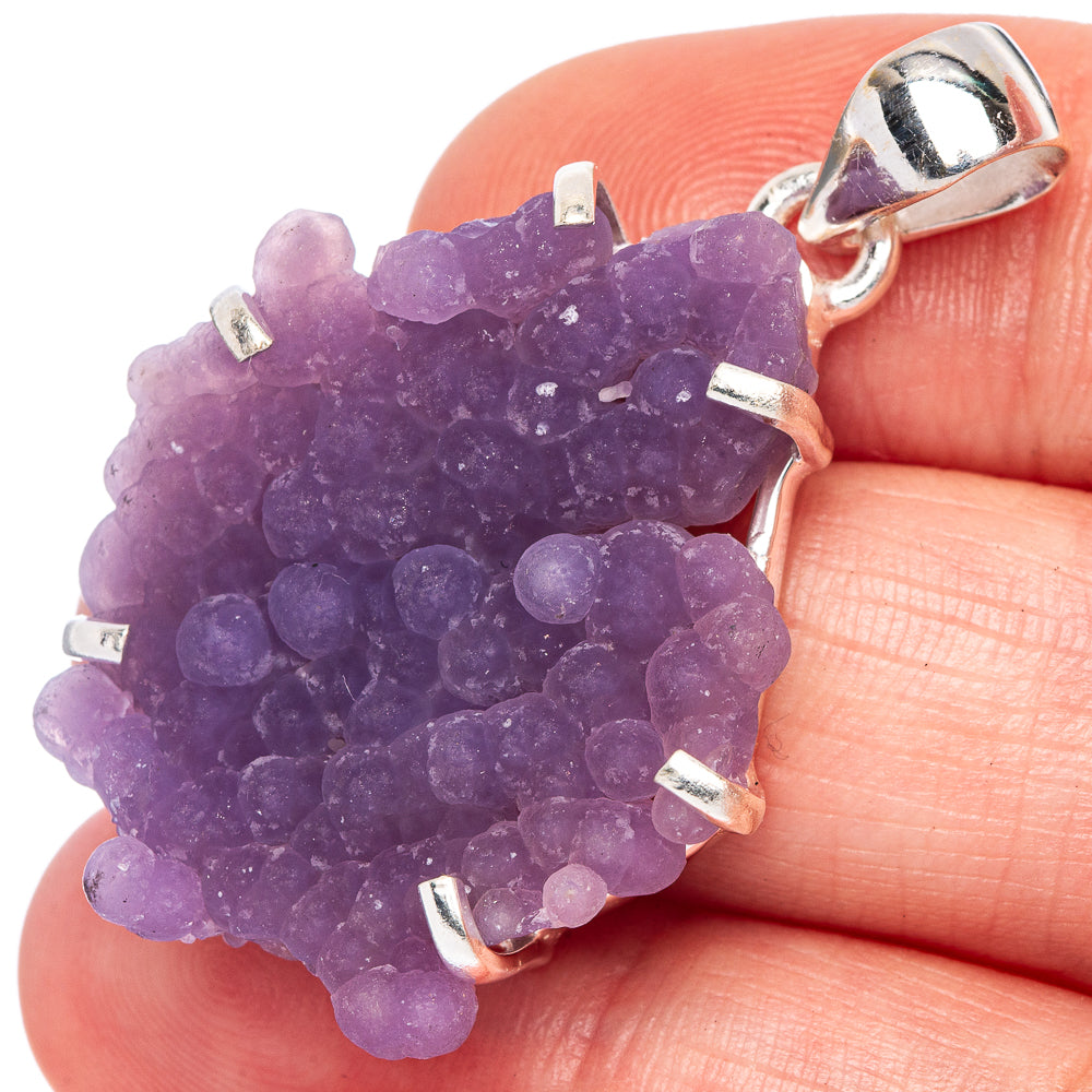 Rare Grape Chalcedony Pendant 1 5/8" (925 Sterling Silver) P41525