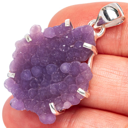 Rare Grape Chalcedony Pendant 1 5/8" (925 Sterling Silver) P41525