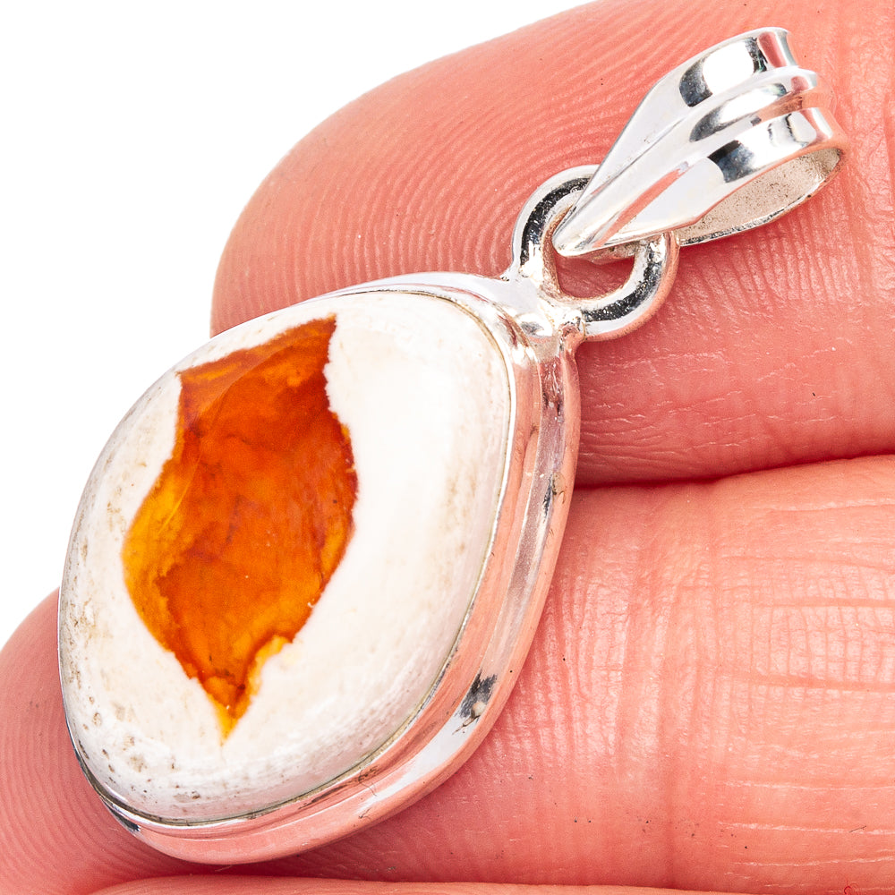 Mexican Fire Opal Pendant 1 1/4" (925 Sterling Silver) P40516