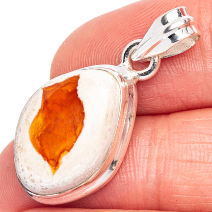 Mexican Fire Opal Pendant 1 1/4" (925 Sterling Silver) P40516