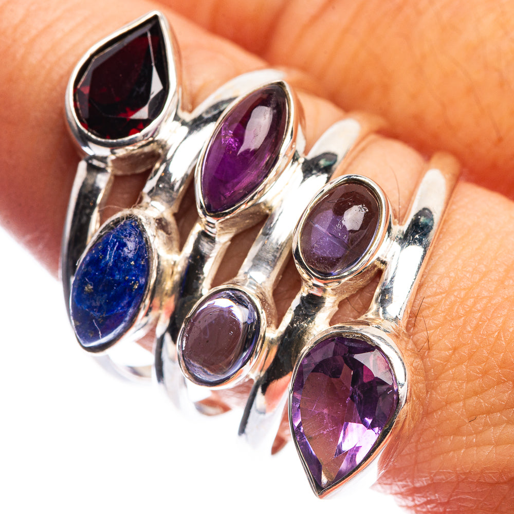 Large Garnet, Amethyst, Lapis Lazuli, Tanzanite Ring Size 10 (925 Sterling Silver) R144187