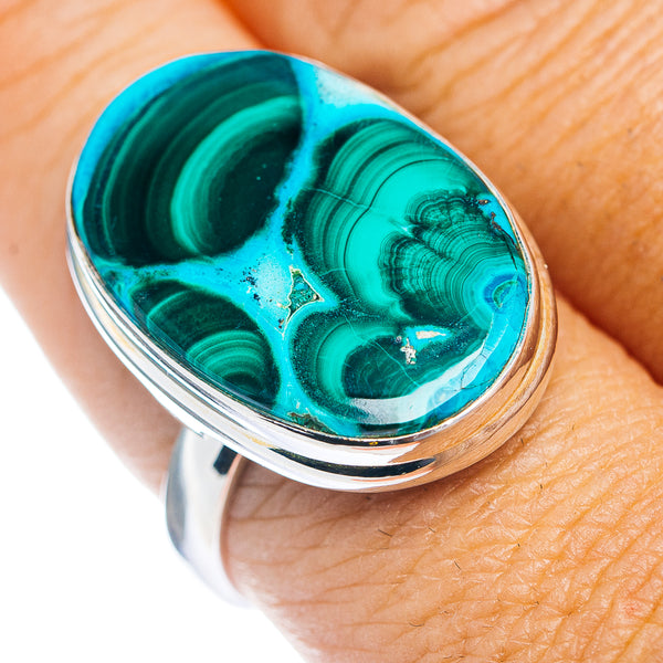 Premium Malachite In Chrysocolla Ring Size 9 (.925 Sterling Silver)