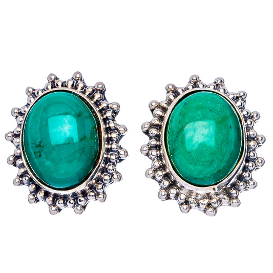 Tibetan Turquoise Earrings 5/8" (925 Sterling Silver) E1558