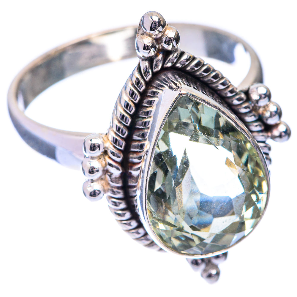 Faceted Green Amethyst Ring Size 9.75 (925 Sterling Silver) R141528
