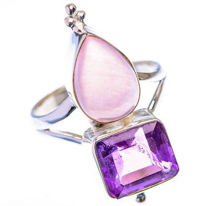 Large Rose Quartz, Amethyst Ring Size 11 (925 Sterling Silver) RING140067