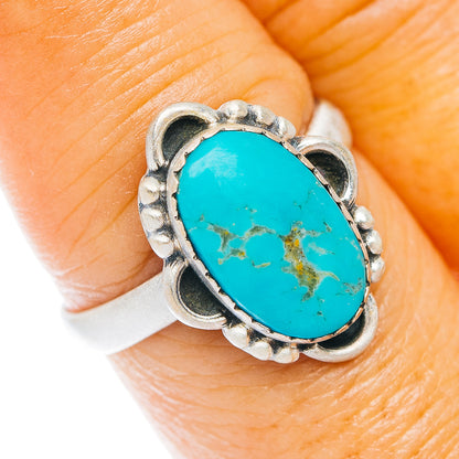 Santa Maria turquoise ring, .925 sterling silver oval cabochon with bead bezel