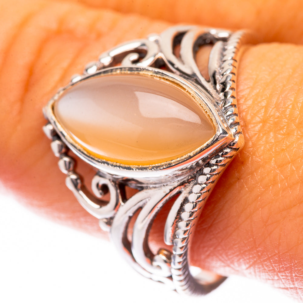 Peach Moonstone Ring Size 10 (925 Sterling Silver) R140615