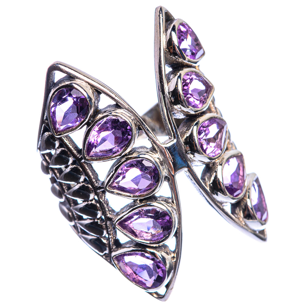 Large Faceted Amethyst 925 Sterling Silver Ring Size 7