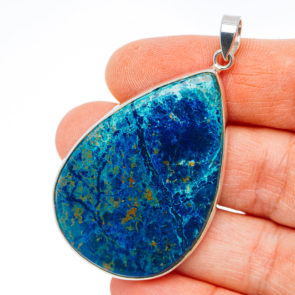 Huge Premium Shattuckite Pendant 2 1/4" (.925 Sterling Silver)
