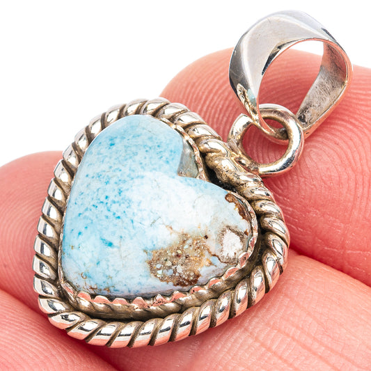Rare Golden Hills Turquoise Heart Pendant 1 1/8" (925 Sterling Silver) P41951