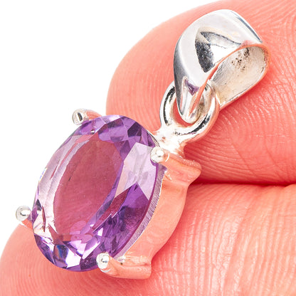 Faceted Amethyst Pendant 7/8" (.925 Sterling Silver)