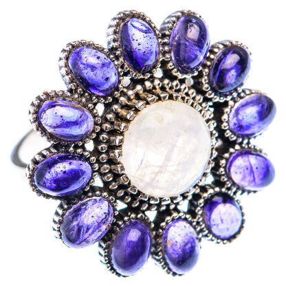 Large Rainbow Moonstone, Tanzanite Ring Size 9 (925 Sterling Silver) RING139988