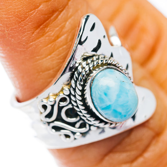 Larimar Ring Size 6 Adjustable (.925 Sterling Silver)