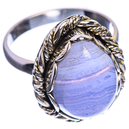 Blue Lace Agate 925 Sterling Silver Ring Size 9.25