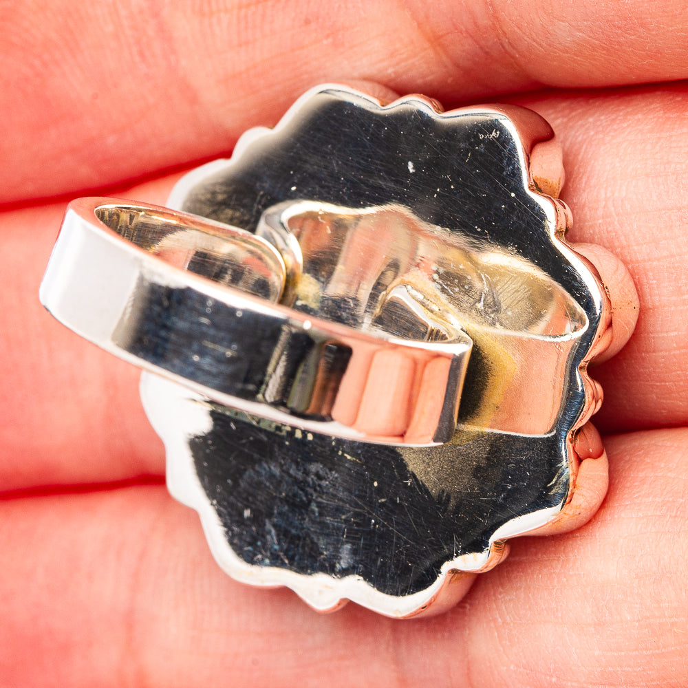 Exclusive Native Style Red Dahlia Turquoise, Mojave Turquoise Ring Size 7 Adjustable (.925 Sterling Silver)