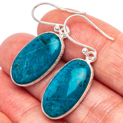 Shattuckite Earrings 1 3/8" (925 Sterling Silver) E1739