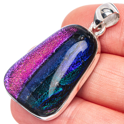 Dichroic Glass Pendant 1 5/8" (925 Sterling Silver) P42157