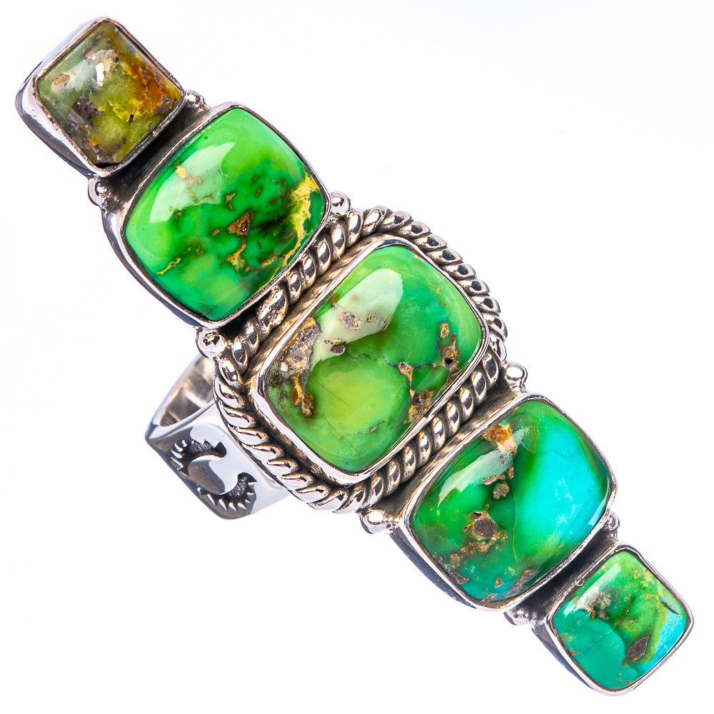 Sonoran Gold Turquoise Native Style Ring Size 8 Adjustable (.925 Sterling Silver) Exclusive