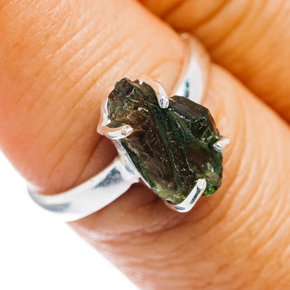 Czech Moldavite Ring Size 7.75 (.925 Sterling Silver)