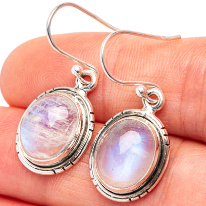 Rainbow Moonstone Earrings 1 1/4" (.925 Sterling Silver)