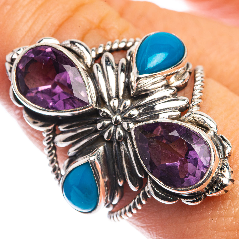 Large Amethyst, Sleeping Beauty Turquoise Ring Size 8.75 (925 Sterling Silver) RING143354